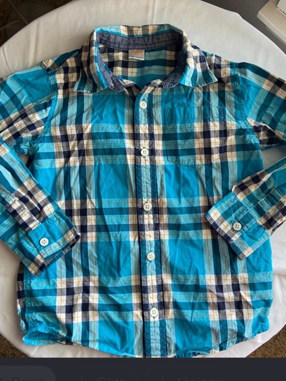 Gymboree Boys Plaid Button Front Shirt 5T Blue Yellow White Cotton
